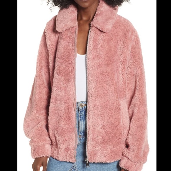 urban outfitters batwing teddy fleece jacket